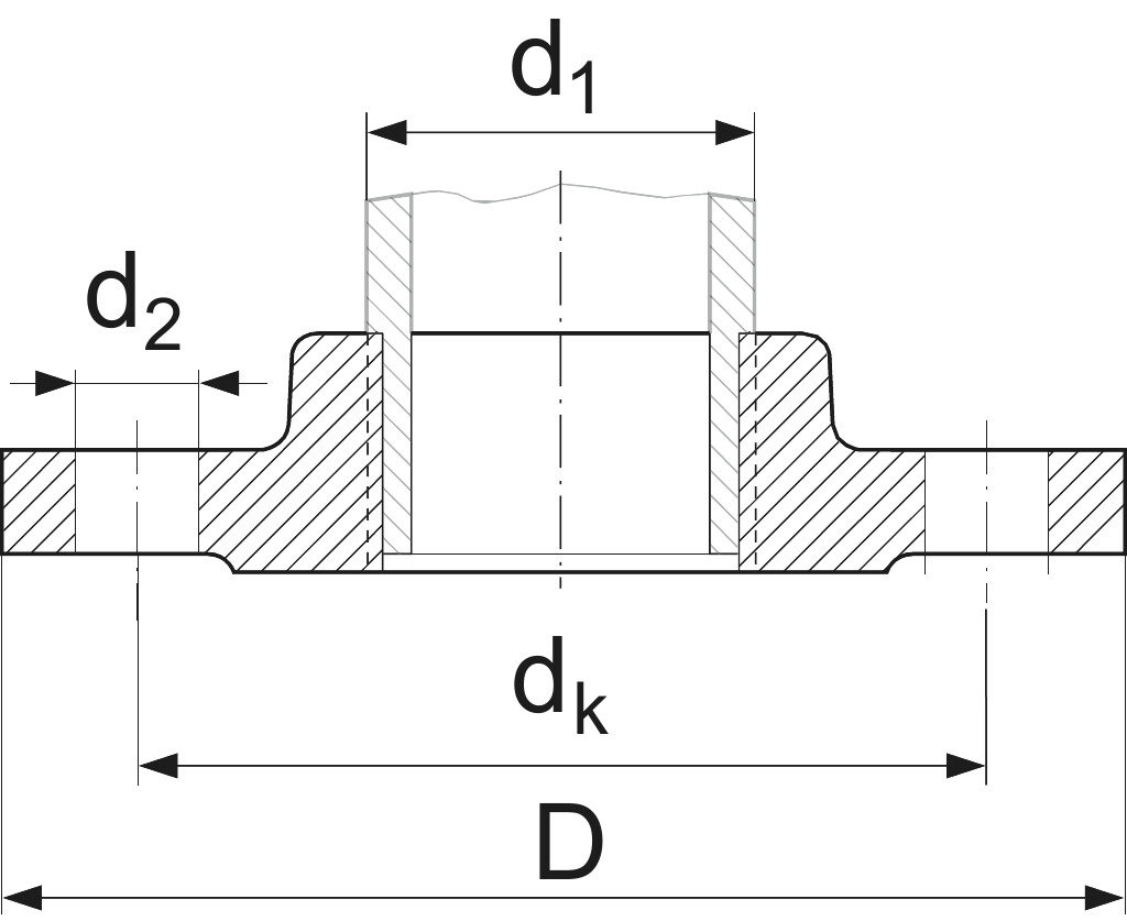 DIN 2566  C   1/2" RSt 37-2 PN10/16 verzinkt, Gewindeflansch mit Ansatz